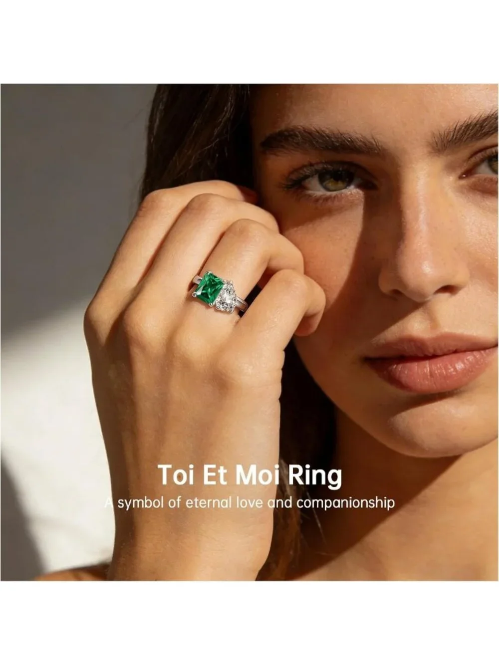 Stunning 2.75ct Toi Et Moi Emerald Engagement Ring in 925 Sterling Silver